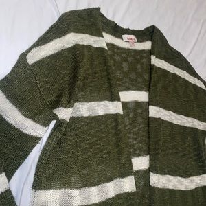 Green & White Stripped Cardigan